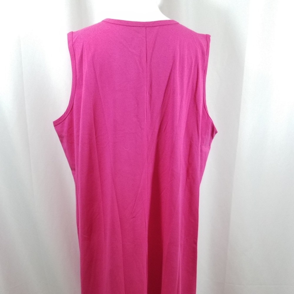 Denim & Co Sleeveless V-Neck 2XP Pink Jersey Dress - Picture 8 of 16